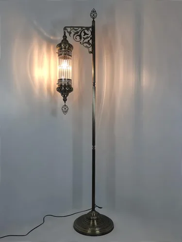 Miniatura 3 de DEMMEX Lámpara de pie vintage estilo época otomana marroquí turca, cuerpo de metal de latón antiguo, vidrio Pyrex inastillable, 5.5 pies - 65.0 in