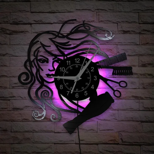 Miniatura 8 de Reloj de pared para peluquería, 12 pulgadas, reloj de pared para salón de belleza, cuarzo silencioso, sin tictac, funciona con pilas, moderno, Sin