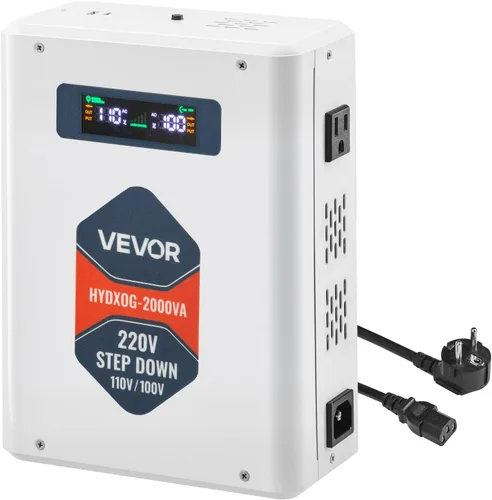 Miniatura 9 de VEVOR Convertidor de Voltaje Reductor, 2000VA, Convertidor de Energía de Voltaje de Servicio Pesado, Transformador de Energía de 220V a 110V, con 2