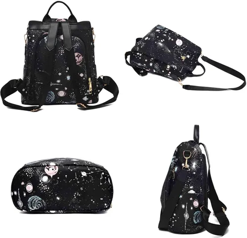 Miniatura 6 de Mochila de mujer, bolsa de viaje impresa estrella, bolsa de compras de moda de gran capacidad, Cielo estrellado, Moderno