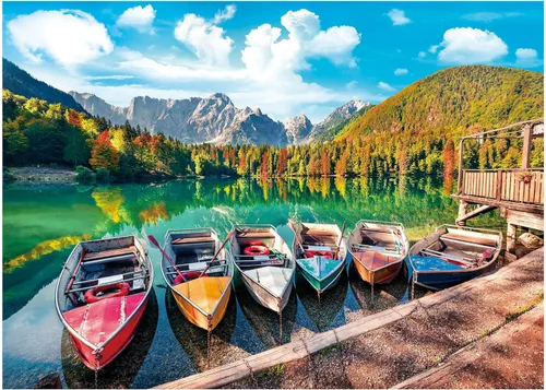 BenBen Rompecabezas de 1000 piezas para adultos, rompecabezas con letras en la parte posterior, lago Fusine, rompecabezas desafiante para noche de