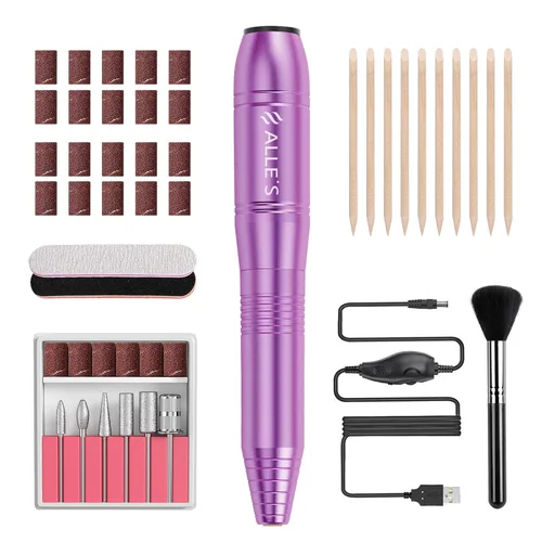 Miniatura 11 de Taladro de uñas eléctrico de 20000 rpm, compacto, portátil, Efile, profesional, manicura y pedicura, kit de taladro de lima de uñas para acrílico
