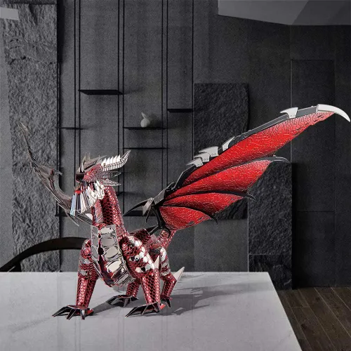 Miniatura 3 de Piececool - Kits de modelo 3D de metal - Rey Dragón Negro, rompecabezas 3D para armar para adultos, rompecabezas de destreza mental