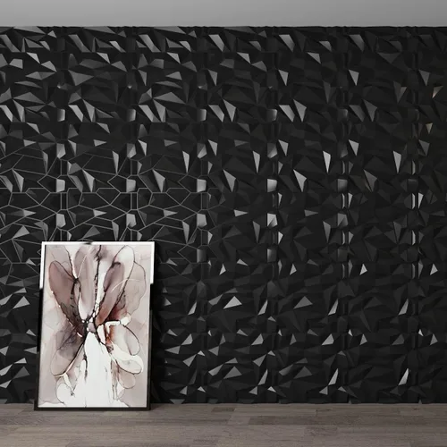 Miniatura 2 de Art3d Panel de Pared de Diamante 3D de PVC Dentado a Juego-Negro Mate, para Decoración Interior Residencial y Comercial Diamante mate negro