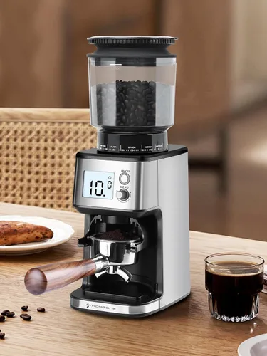 Miniatura 2 de Homtone Molinillo de café expreso con rebabas cónicas – Molinillo de frijoles eléctrico continuo de 2.008 in con ajustes de molienda, temporizador