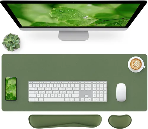 Miniatura 58 de Bloss Almohadilla de escritorio de cuero y reposamuñecas para teclado, alfombrilla grande para mouse + almohadilla para teclado + soporte de muñeca