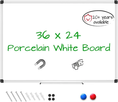 Miniatura 12 de XBoard Pizarra blanca magnética de borrado en seco de 24 x 18 pulgadas, pizarra blanca de doble cara para pared con bandeja de marcadores, tablero