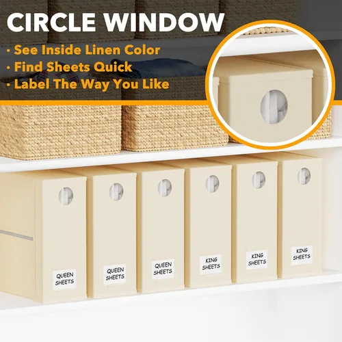 Miniatura 4 de SpaceAid Paquete de 6 Organizadores y Almacenamiento de Sábanas de Cama, Organizador de Sábanas Plegable con Ventana para Armario de Ropa Blanca