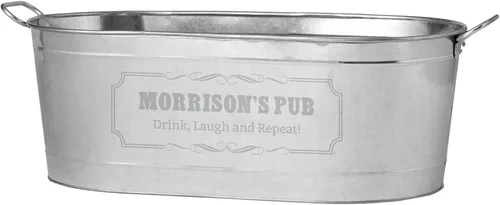 Miniatura 8 de Let's Make Memories Tina de bebida personalizada – Tina personalizada para bebidas – Personalizable con nombre e inicial – Tina galvanizada – 20 ¾