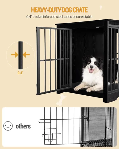 Miniatura 6 de Hzuaneri Mueble XL grande para perros, muebles de interior para perreras de 44.1 pulgadas con puerta de granero, jaula alta de madera para perros