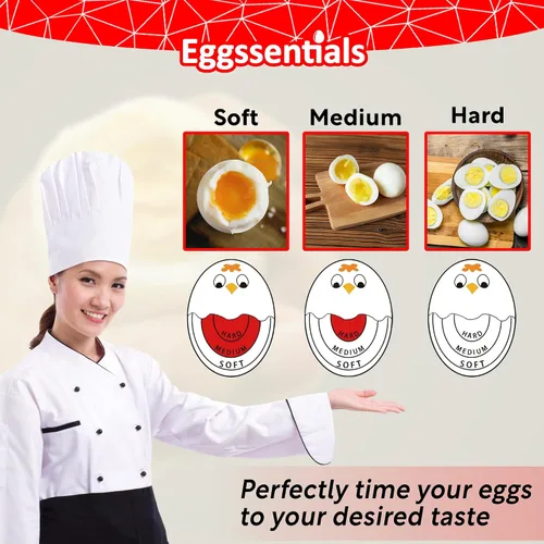 Miniatura 2 de Eggssentials Paquete de 2 temporizadores de huevos rojos que van en el agua – Temporizador de huevos duros para huevos duros y huevos duros suaves