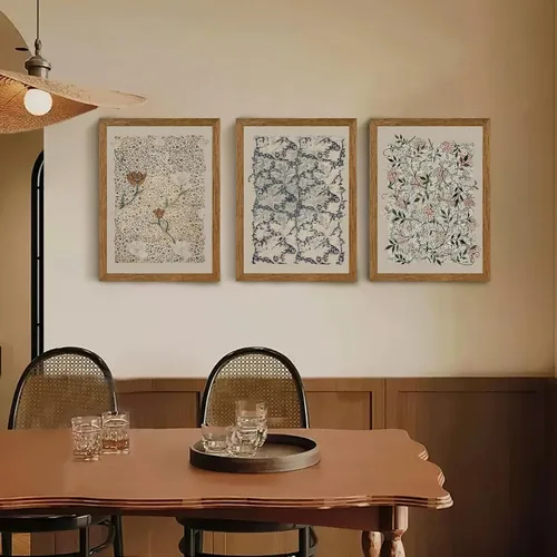 Miniatura 2 de Krtoni 3 piezas de arte de pared vintage enmarcadas de William Morris, impresiones de lienzo floral abstracto neutro, rústico, bohemio, flores