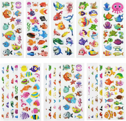 Miniatura 13 de 24 hojas (más de 400 unidades), calcomanías hinchadas en 3D de animales para niños pequeños, hojas de calcomanías preescolares a granel