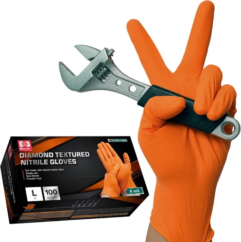 Miniatura 7 de Jointown Guantes Básicos de Nitrilo de Servicio Pesado, Guantes de Mecánico de Nitrilo Desechables de 8 Mil, con Textura de Diamante Elevada, Caja
