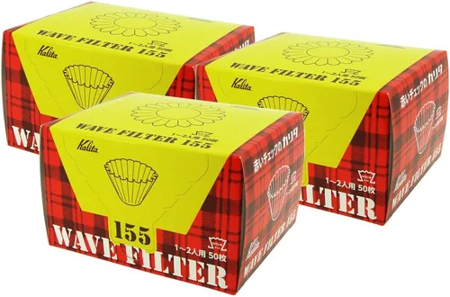 Karita Kalita - Filtro de papel de café, filtro ondulado, para 1 a 2 personas, 150 hojas (50 x 3), blanco, #22211, elegante, campamento, al aire