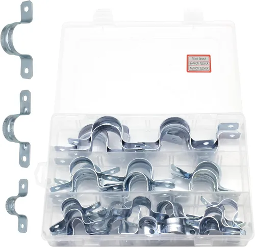 Miniatura 8 de Abrazadera de tubería de acero chapada en zinc de 1-1/2 pulgadas, 20 piezas, tubo rígido de acero de un agujero, Abrazadera de tubo de soporte