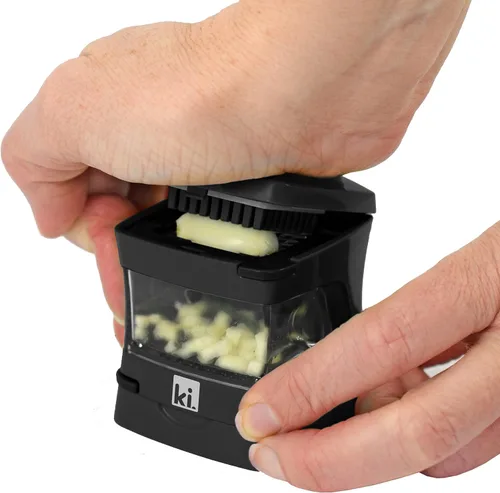 Miniatura 3 de Prensa de ajo Garlic-A-Peel, trituradora, cortador, picadora y contenedor de almacenamiento - Incluye pelador de ajo de silicona - Fácil de limpiar