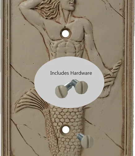 Miniatura 3 de Merman - Cubierta para interruptor de luz esculpida 3D, cubierta de placa de interruptor de pared de poliresina, decoración de pared Merman