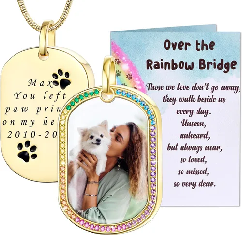 Miniatura 14 de Fanery Sue Collar personalizado para cenizas de mascotas para perros y gatos, foto y texto personalizados, regalo de condolencia, regalo de cremación