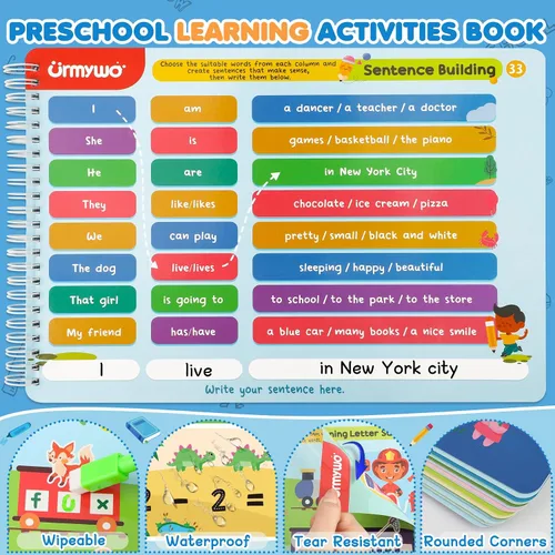 Miniatura 7 de Actividades de aprendizaje preescolar, libros de trabajo de jardín de infantes, juguetes educativos de aprendizaje del alfabeto para niños de 2, 3