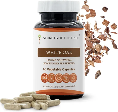 Secrets of the Tribe Roble Blanco 60 Cápsulas, 1000 mg, Roble Blanco (Quercus alba) Corteza Seca (60 Cápsulas)