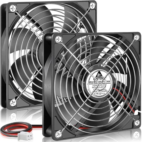 Miniatura 9 de GDSTIME Paquete de 2 rodamientos de bolas dobles de 2.362 in x 2.362 in x 0.984 in, 12 V, ventilador de enfriamiento sin escobillas de CC de 2 pines