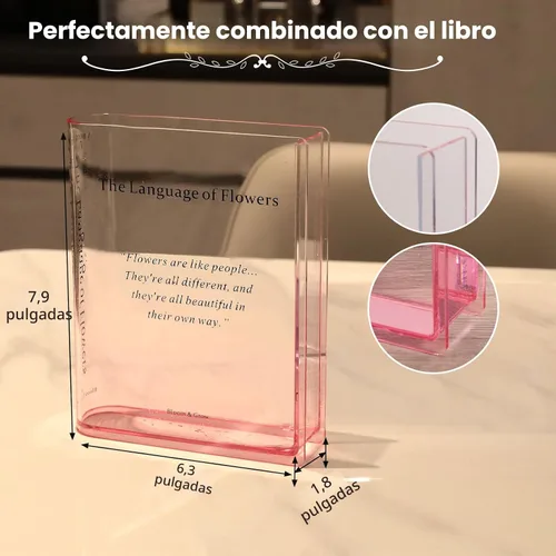 Miniatura 5 de Alpharan Florero de libro para decoración del hogar, florero acrílico transparente en forma de libro con sabor artístico y cultural para el hogar