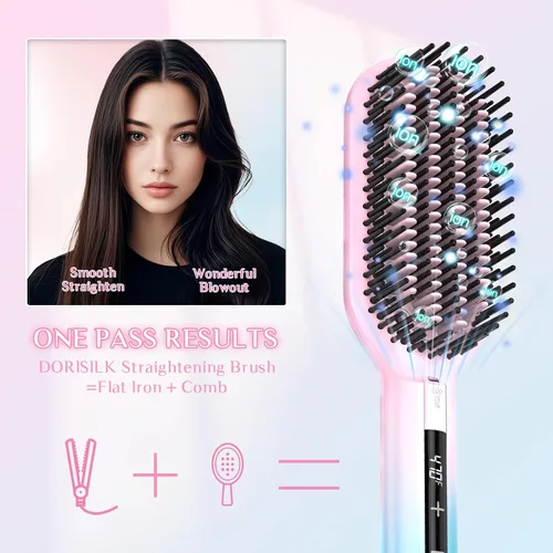 Miniatura 5 de DORISILK Cepillo alisador de pelo iónico, 470 ℉, cepillo alisador térmico de alta temperatura para mujeres, cabello fino y grueso, peine alisador