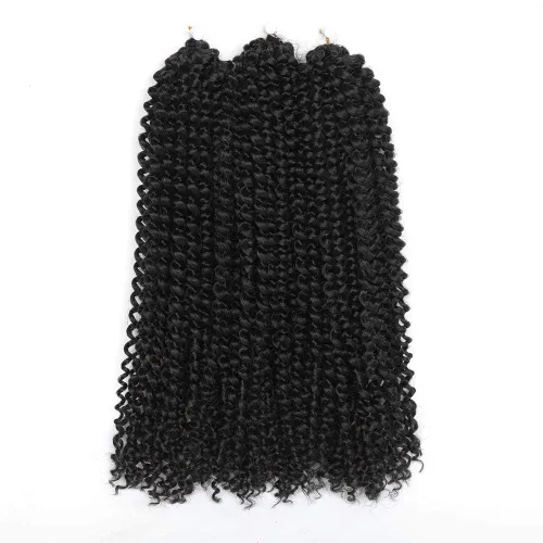 Miniatura 12 de Rizo rizado afro de 8 pulgadas, cabello rizado 4# color negro apagado 3 unids/paquete de extensiones de cabello sintético suave (4#)