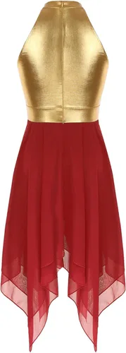Miniatura 150 de easyforever Vestido de baile sin mangas con bloques de color para mujer, alabanza litúrgica, ropa de baile lírico, vestido de bata de adoración