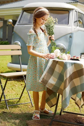 Miniatura 8 de Arshiner Vestido casual de verano sin mangas floral para niñas