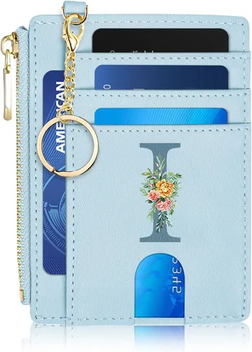 Miniatura 9 de Tarjetero para mujer minimalista y delgado con bolsillo frontal, bloqueo RFID, cartera compacta con ventana para identificación y bolsillo