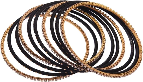 Miniatura 7 de Efulgenz Indian Bangle Set Rhinestone CZ Plain Metal Bracelet Bangle Jewelry for Women