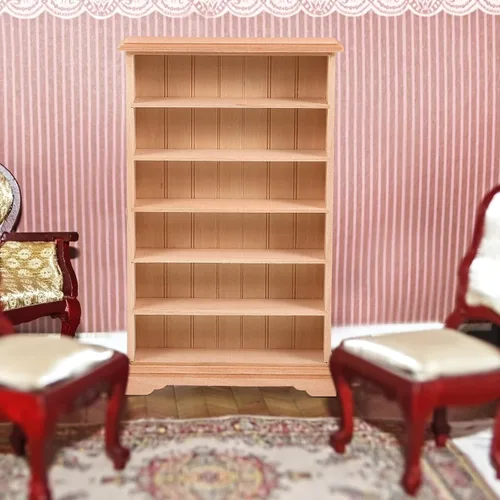 Miniatura 6 de HANABASS Estantería de madera para casa de muñecas en miniatura de 12 escalas, para decoración de muebles de casa de muñecas y accesorios de micro