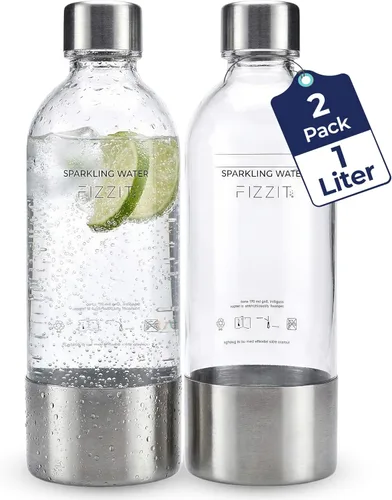 Miniatura 7 de FIZZIT Botella de Carbonatación de Acero Inoxidable Negro Compatible con Algunos Fabricantes de Soda Botella de Agua con Gas Reutilizable, Apta