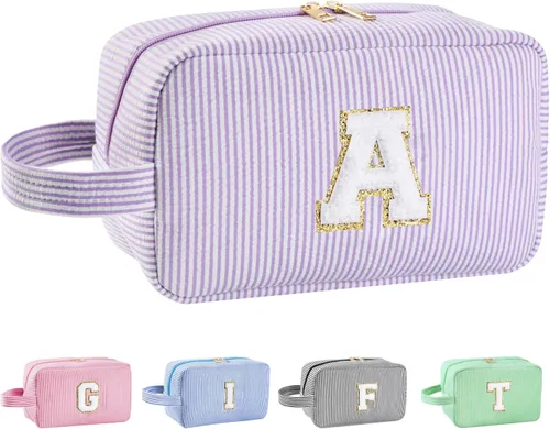 Miniatura 98 de Regalos personalizados para mujeres, bolsa de maquillaje con inicial, bolsa de maquillaje de viaje, bolsa de cosméticos, bolsa de artículos