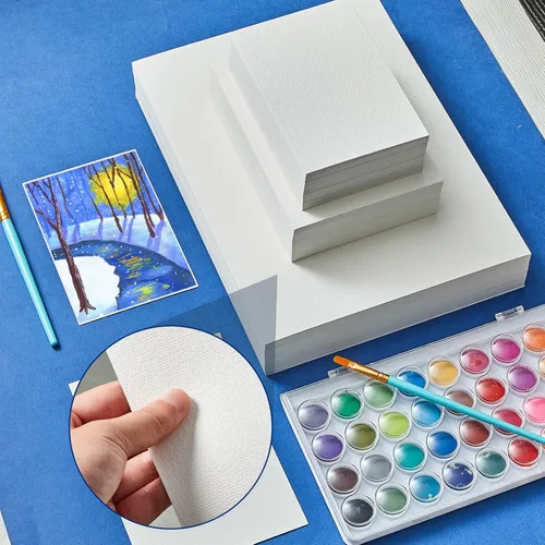 Miniatura 3 de Outus 300 hojas de papel de acuarela de 3 tamaños a granel, papel blanco de prensa en frío de 140 libras/10.58 oz/m², 4 x 6, 5 x 7, 9 x 12 pulgadas