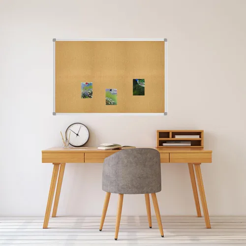 Miniatura 6 de Lockways Tablero de anuncios de corcho, tablero de corcho de doble cara, 36 x 24 pulgadas, tablero de anuncios de presentación de mensajes enmarcado