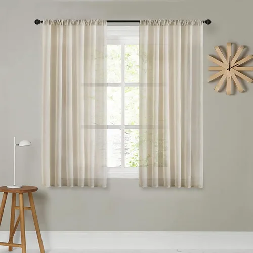 Miniatura 23 de MRTREES Cortinas transparentes de Aqua Blue, para cocina, de 36 pulgadas de longitud, cortinas transparentes de gasa con filtro de luz, cortinas
