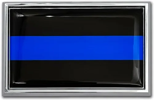 Miniatura 10 de Elektroplate Emblema negro de metal de línea azul delgada de policía para automóviles, camiones y todos los automóviles, ajuste universal de 3.8 x