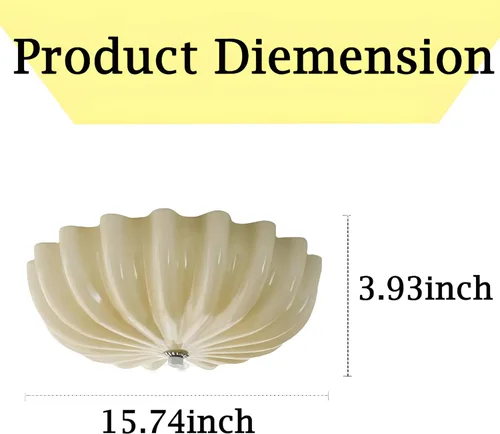Miniatura 7 de Lámpara de techo empotrada LED vintage en vidrio amarillo para pasillo - Luz de techo estilo mitad de siglo con pantalla de vidrio acanalada