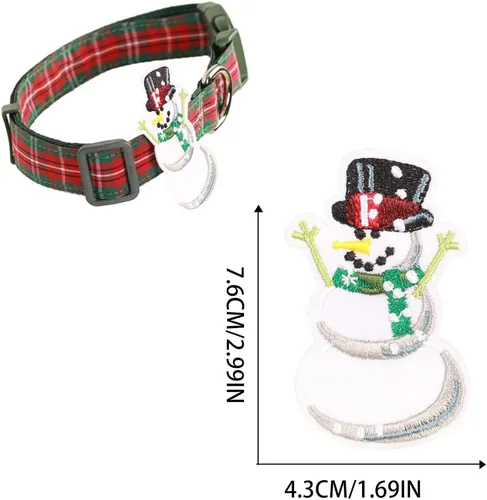 Miniatura 2 de Collares navideños para perros con bonita decoración de muñeco de nieve, patrón de búfalo rojo y verde, ajustable para perros medianos y grandes