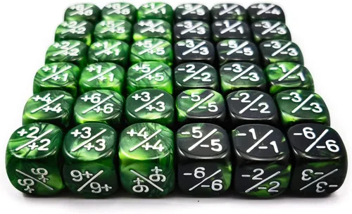 Miniatura 4 de Juego de 36 contadores de dados verde mármol de 0.472 in y verde Géminis, dados pequeños compatibles con MTG, CCG, juegos de cartas