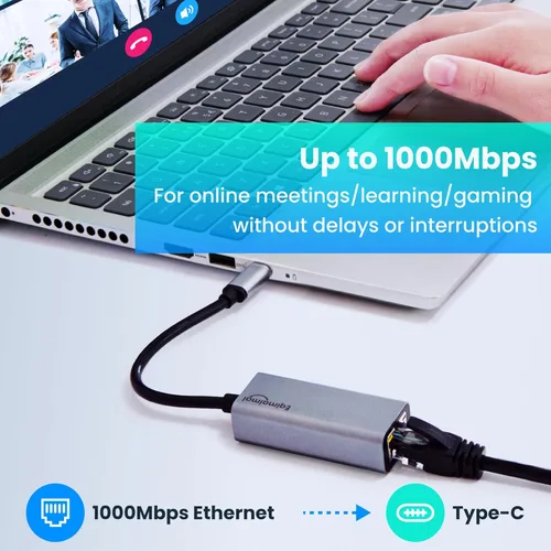 Miniatura 2 de Adaptador Ethernet USBC Paquete de 2, 2 adaptadores de red Gigabit Ethernet TypeC a RJ45 compatible con Windows, MacOS, Linux y más TypeC a RJ45