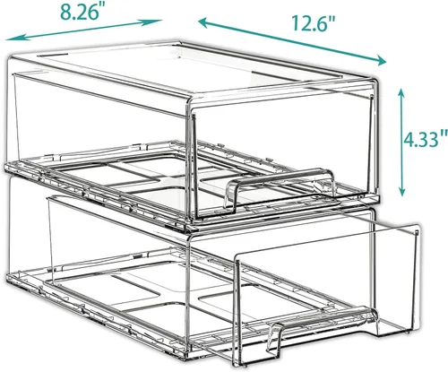 Miniatura 5 de Paquete de 2 cajas transparentes de primeros auxilios para baño, gabinete, armario, organizador de medicamentos, caja de almacenamiento
