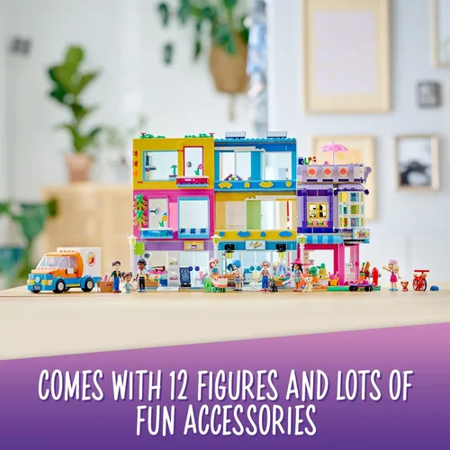 Miniatura 3 de LEGO Friends Main Street Building, Heartlake City Café & Hair Salon 41704, mini casa de muñecas con tiendas de juguetes, juego de construcción