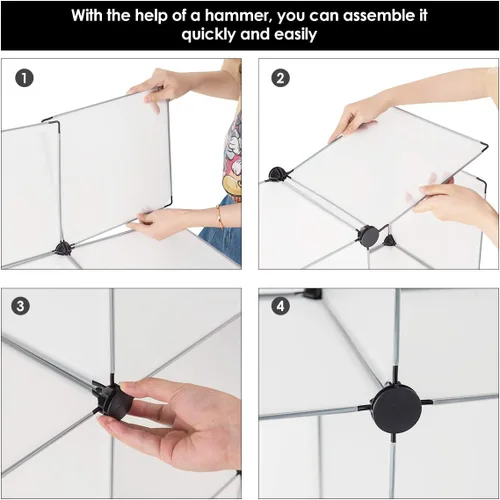 Miniatura 6 de Tangkula Organizador de almacenamiento de 6 cubos, gabinete de plástico PP con marco de acero inoxidable, sistema de almacenamiento modular portátil