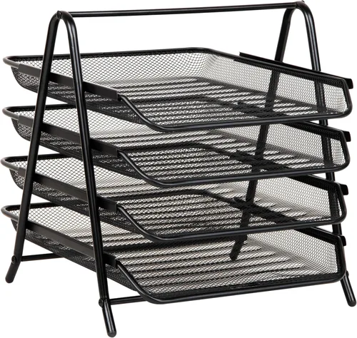Miniatura 7 de Mind Reader MESHMON3P-BLK – Organizador con cajón y base para monitor, de rejilla de metal, y organizador de 3 niveles para escritorio de rejilla