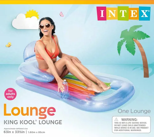 Miniatura 9 de Intex King Kool Inflatable Lounge, 63" X 33.5", 1 Pack (Colors May Vary)