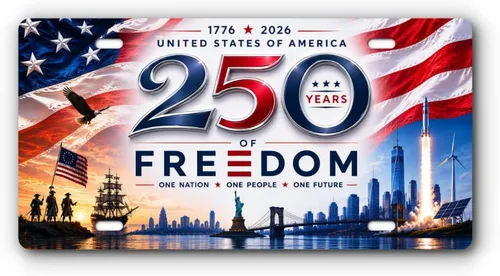 Miniatura 11 de Placa de matrícula patriótica de aluminio para la parte delantera de camiones y automóviles, fabricada en los Estados Unidos, ajuste universal